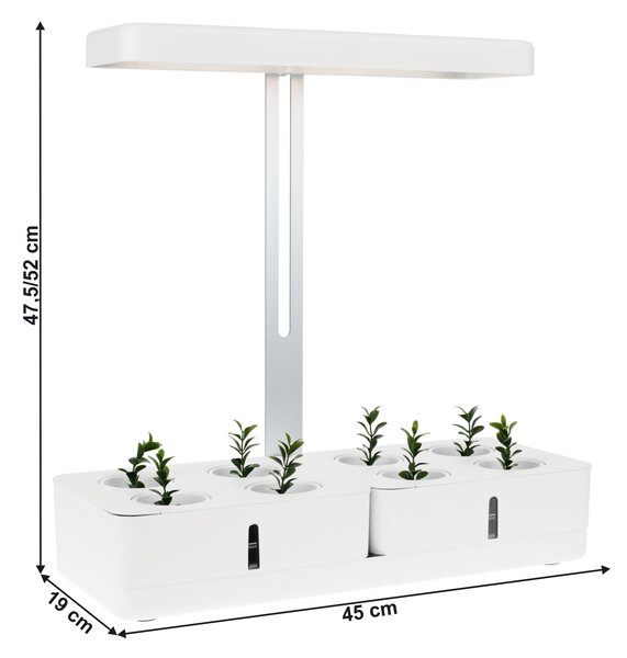 KONDELA Ghiveci inteligent, iluminare cu LED, alb, BIOR