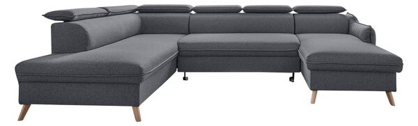 Canapea extensibilă în formă de „U” cu șezlong pe partea stângă Miuform Sweet Harmony, gri închis