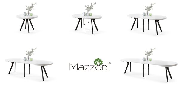 Mazzoni EXPANSO Alb Mat/picioare negre - MASĂ MARE ROTUNDĂ Ø110 EXTENSIBILĂ PÂNĂ LA 310 cm CU PICIOARE Y LOFT/INDUSTRIALĂ