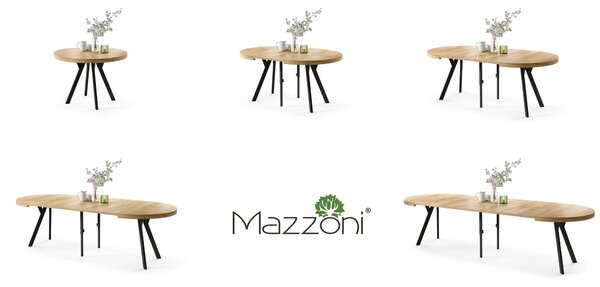 Mazzoni EXPANSO Stejar Craft Auriu/picioare negre - MASĂ MARE ROTUNDĂ Ø110 EXTENSIBILĂ PÂNĂ LA 310 cm CU PICIOARE Y LOFT/INDUSTRIALĂ