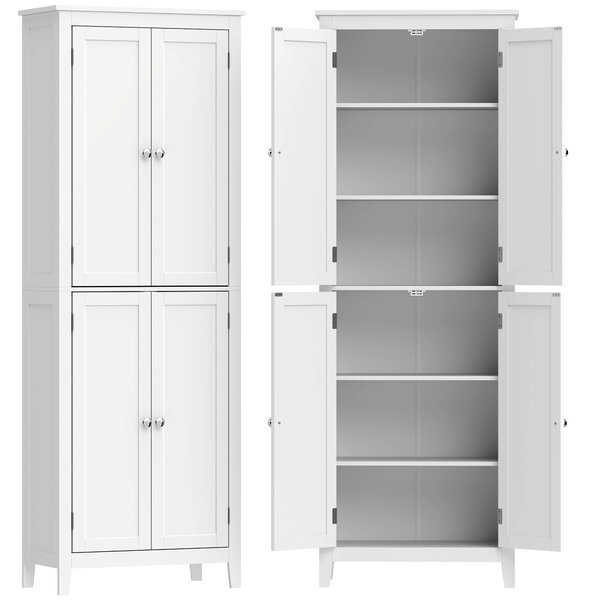 HOMCOM Dulap De Baie Slim Cu 2 Uși, Rafturi Reglabile, MDF, Metal, 60x30x170 cm, Alb | Aosom Romania