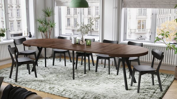 Mazzoni EXPANSO Stejar Maro/picioare negre - MASĂ MARE ROTUNDĂ Ø110 EXTENSIBILĂ PÂNĂ LA 310 cm CU PICIOARE Y LOFT/INDUSTRIALĂ