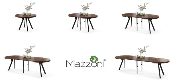 Mazzoni EXPANSO Stejar Maro/picioare negre - MASĂ MARE ROTUNDĂ Ø110 EXTENSIBILĂ PÂNĂ LA 310 cm CU PICIOARE Y LOFT/INDUSTRIALĂ