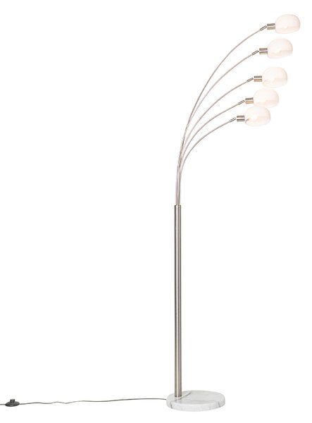 Lampă de podea de design din oțel cu sticlă opală 5 lumini - Sixties Marmo