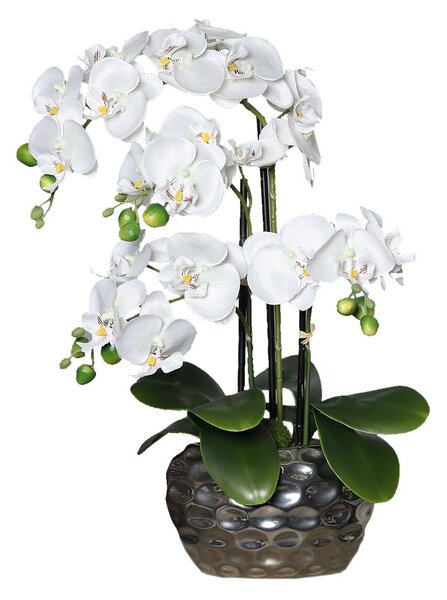 Orhidee artificiala Phalaenopsis alba in vas ceramic , 54 cm