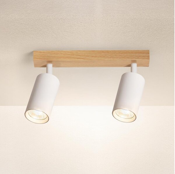 Brilagi - Spot aplicat SELE, 2x GU10/30W/230V, alb/decor stejar