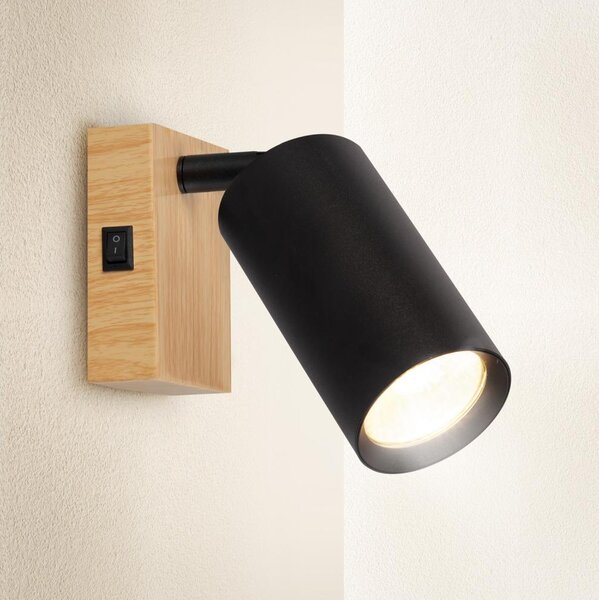 Brilagi - Aplica spot de perete SELE 1xGU10/30W/230V negru/decor stejar