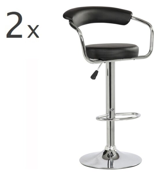 Set 2 scaune bar, Bedora Round, piele ecologica, negru