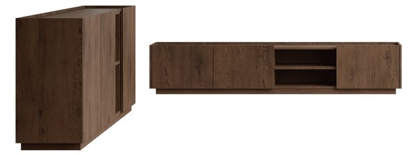 Set de living Comfivo Pagae II, Lemn închis la culoare, PAL laminat