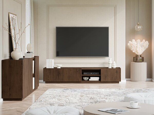 Set de living Comfivo Pagae II, Lemn închis la culoare, PAL laminat