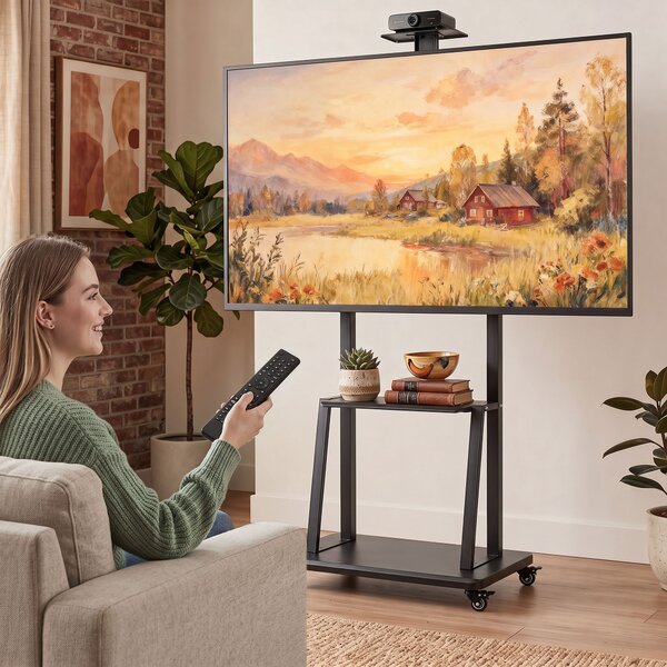 HOMCOM Suport Mobil pentru Televizor de 32-75 Inci, VESA Maxim 400x600, Negru | Aosom Romania