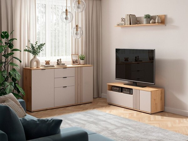 Set de living Venvou 110, Cașmir, Stejar artizan, PAL laminat, MDF