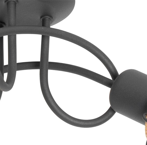 Plafoniera de design neagra cu auriu 3 lumini - Noud