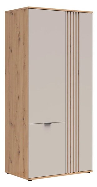 Dulap Venvou 105, Stejar artizan, Cașmir, 196x90x56cm, 87.6 kg, Uși dulap: Cu balamale, Numărul de rafturi: 5, Numărul de rafturi: 5