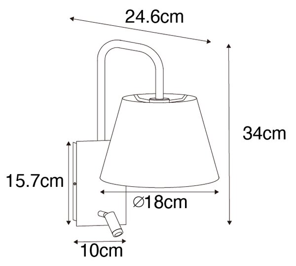Lampă de perete modernă albă și bronz cu lampă de citit - Renier