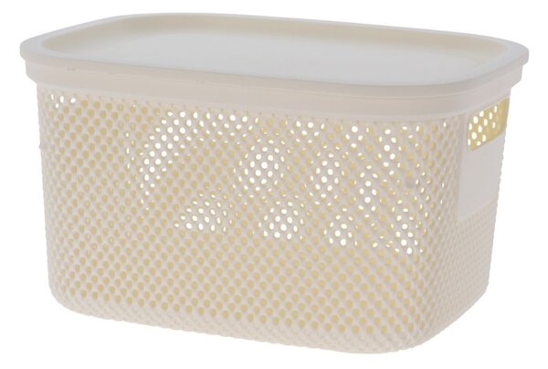 Coș depozitare cu capac, 6 L, din plastic perforat, Storage Solutions, alb