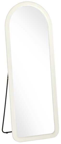 HOMCOM Oglindă de Podea 160x60 cm, cu Arcadă, Ramă din Flanelă, Alb Crem | Aosom Romania