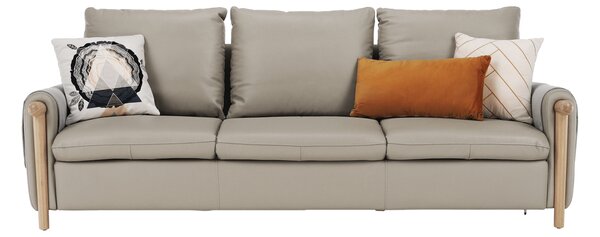 KONDELA Canapea complet tapiţată 3 locuri, piele / piele ecologică gri deschis, LINSY