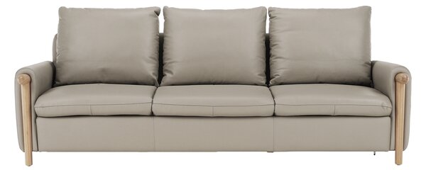 KONDELA Canapea complet tapiţată 3 locuri, piele / piele ecologică gri deschis, LINSY