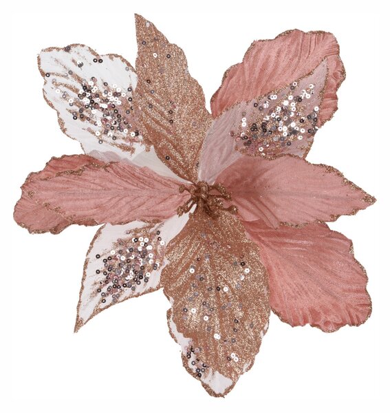 Decoratiune brad Floare roz alb 28 cm