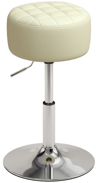 HOMCOM Scaun de Bar din Piele Ecologică PU, Reglabil pe Înălțime, Șezut Moale Gros, Rotire 360°, Pentru Insulă, Alb | Aosom Romania