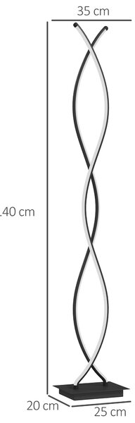 HOMCOM Lampă de Podea LED cu Spirală Dublă, Negru | Aosom Romania