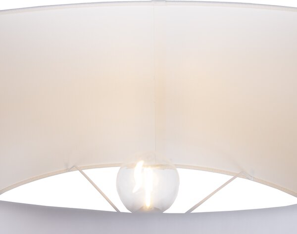 Lampă de podea bej cu abajur oval alb din in 50cm - Thijmen