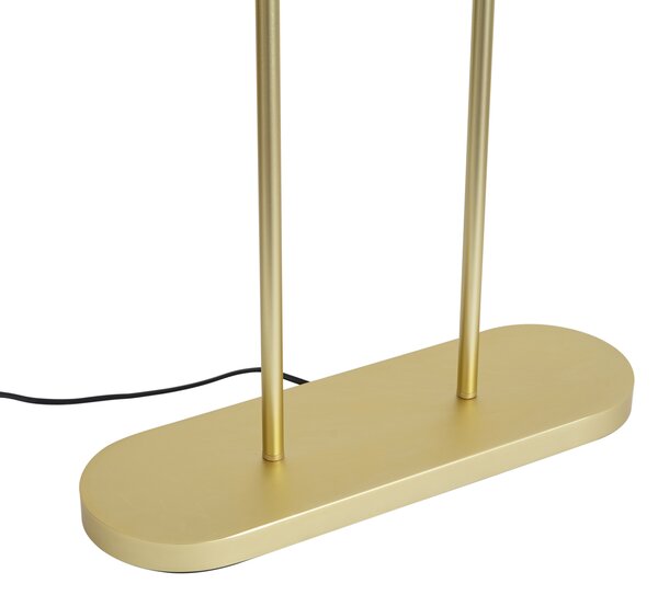 Lampă de podea din alamă cu abajur oval cu design cu frunze și interior auriu 50cm - Thijmen