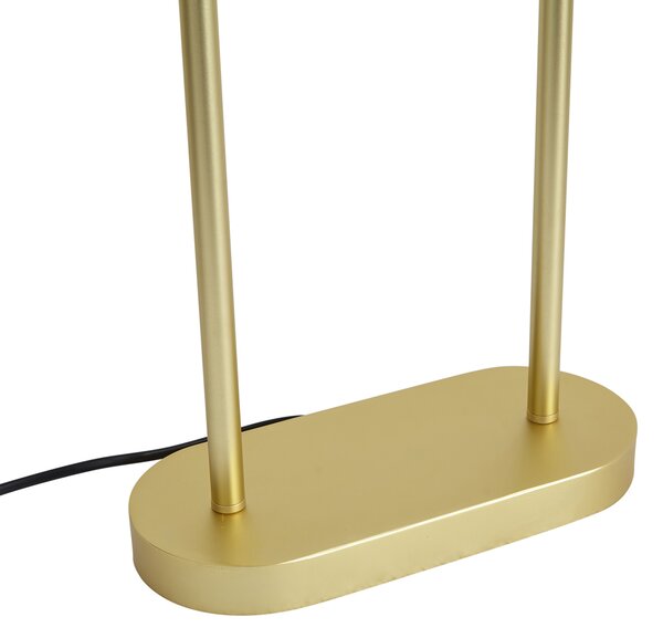 Lampă de podea din alamă cu abajur oval cu design de frunze și interior auriu 35cm - Thijmen