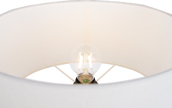 Lampă de podea bej cu abajur oval alb din in 35cm - Thijmen
