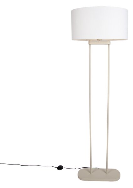 Lampă de podea bej cu abajur oval alb din in 50cm - Thijmen