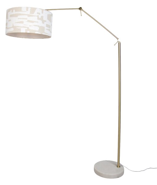 Lampă de podea aurie reglabilă cu abajur alb și bej cu dungi 50cm - Editor