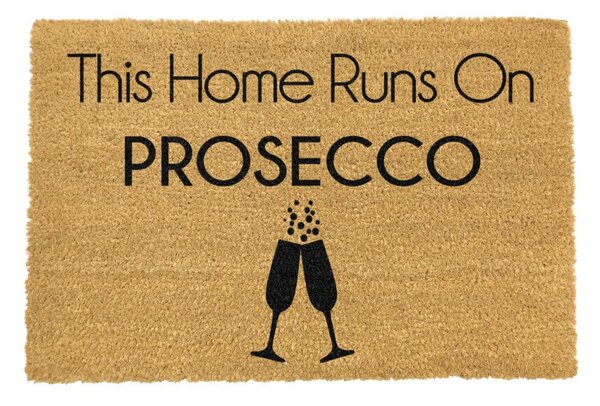 Covoraș intrare din fibre de cocos Artsy Doormats This Home Runs On Prosecco, 40 x 60 cm
