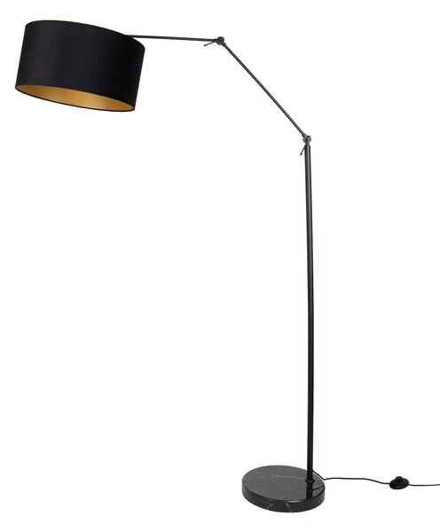 Lampă de podea neagră reglabilă cu abajur negru și interior auriu 50cm - Editor