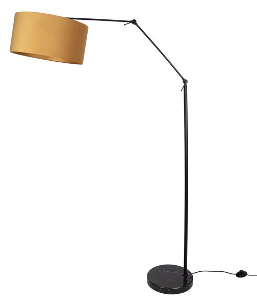 Lampă de podea neagră reglabilă cu abajur galben și interior auriu 50cm - Editor