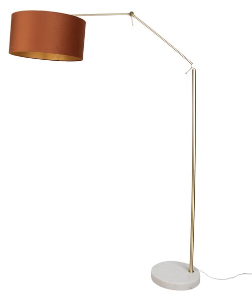 Lampă de podea aurie reglabilă cu abajur portocaliu și interior auriu 50cm - Editor