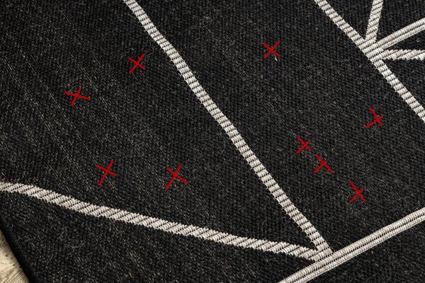 Covor sisal Floorlux 20605 negru si argint Triunghiuri, Geometric - SECUNDAR-COTATI PRODUSUL