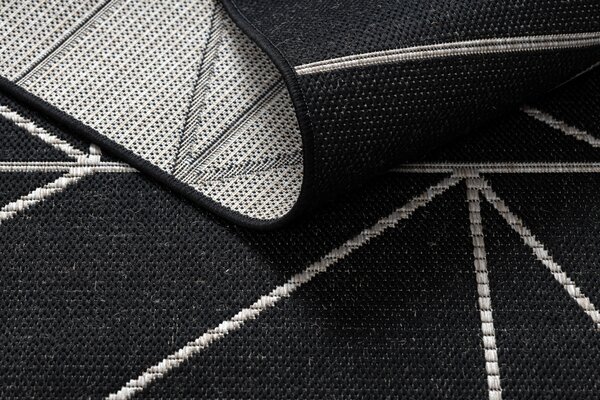 Covor sisal Floorlux 20605 negru si argint Triunghiuri, Geometric - SECUNDAR-COTATI PRODUSUL