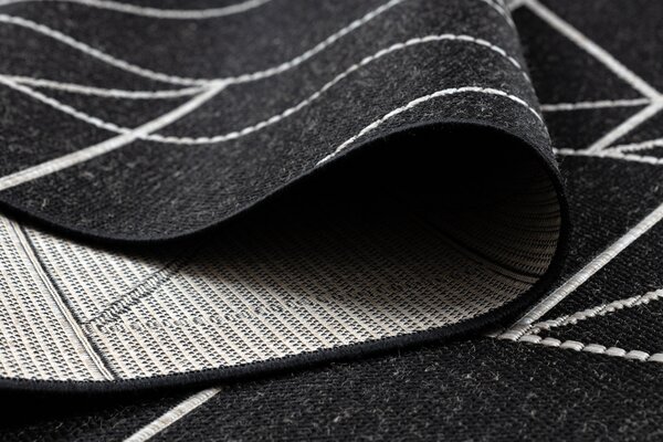 Covor sisal Floorlux 20605 negru si argint Triunghiuri, Geometric - SECUNDAR-COTATI PRODUSUL