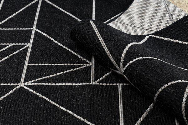 Covor sisal Floorlux 20605 negru si argint Triunghiuri, Geometric - SECUNDAR-COTATI PRODUSUL