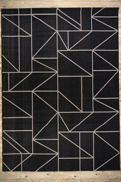 Covor sisal Floorlux 20605 negru si argint Triunghiuri, Geometric - SECUNDAR-COTATI PRODUSUL