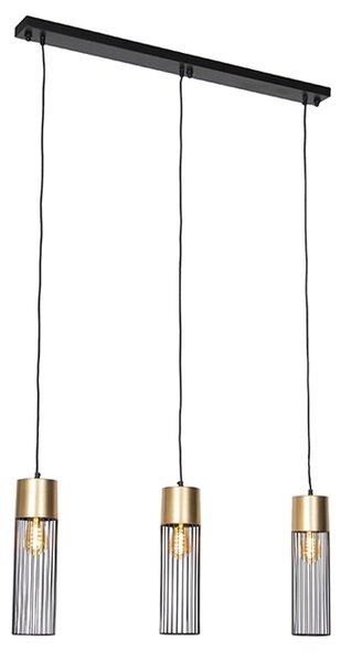 Lampă suspendată design neagră cu auriu 3 lumini - Maura