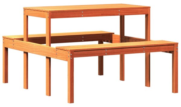 Masă de picnic, maro ceruit, 110x134x75 cm, lemn masiv pin