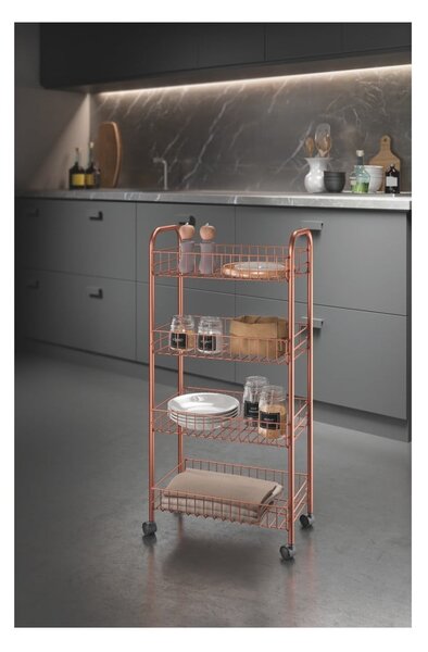 Raft metalic mobil arămiu 41x84 cm Ascona - Metaltex