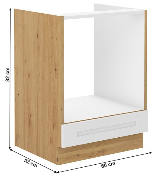 Dulap inferior pentru cuptor încorporat Lesana 2 (alb + stejar artisan) 60 D GAZ BB. 1063950