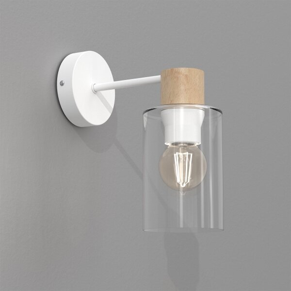 Lampă de perete MADERA 1xE27/60W/230V albă/lemn