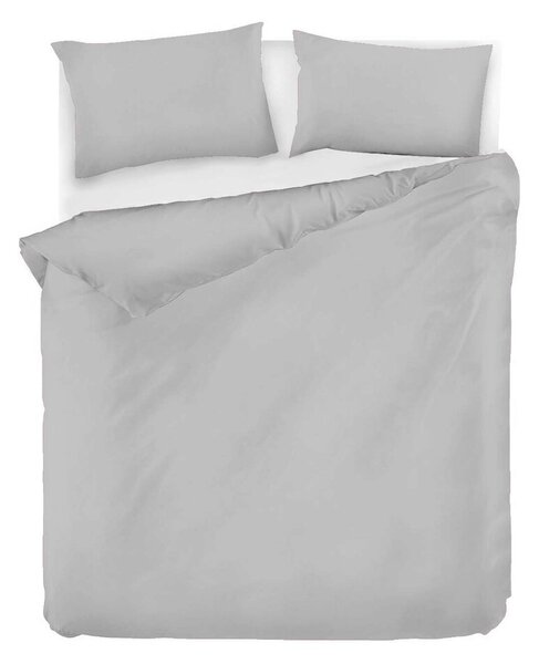 Lenjerie de pat dubla 3 piese, Fresh Color - Light Grey, EnLora Home, Bumbac Ranforce