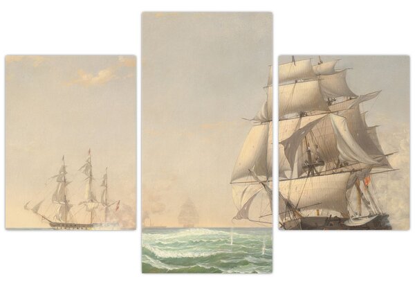Tablou - Fitz Henry Lane, The United States Frigate President Engaging the British Squadron, reproducere (90x60 cm)