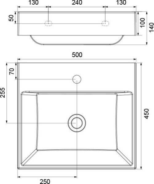Ravak Natural lavoar 50x45 cm dreptunghiular mobilier alb luciu XJO01250000