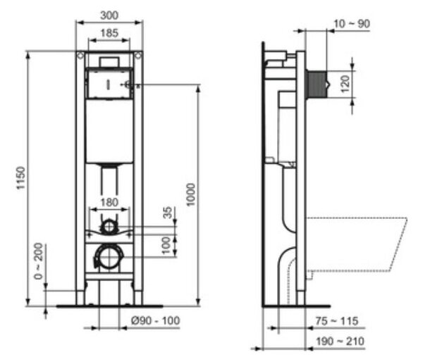 Ideal Standard Prosys cadru încastrat pentru vas wc suspendat E233267